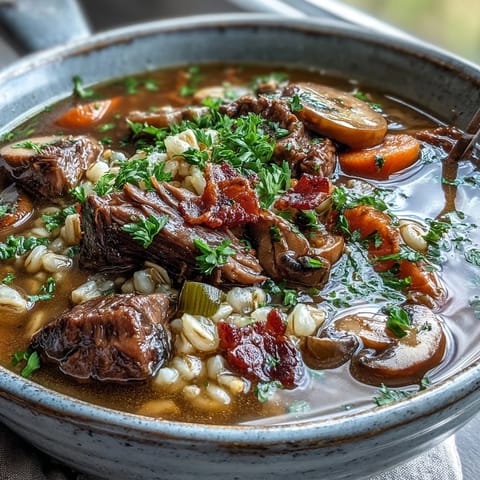 Beef and Barley with Mushrooms