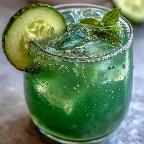 Refreshing cucumber mint agua fresca with lime and ice, perfect for a healthy detox drink.