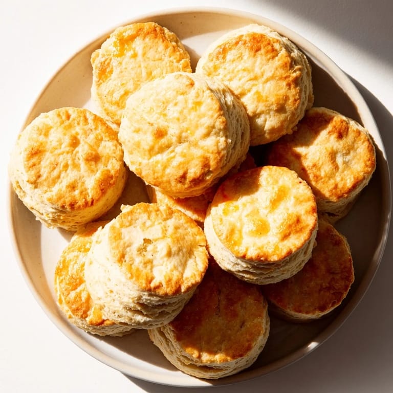 Warm, flaky buttermilk biscuits with a crisp exterior, perfect for savory breakfasts.