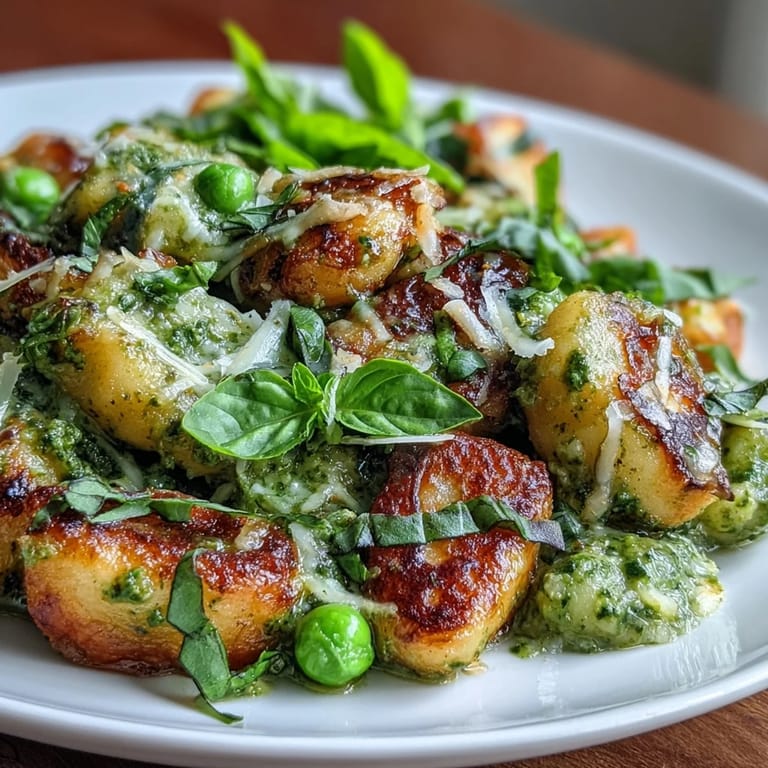 Speedy weeknight Pesto Pea Gnocchi Skillet, vibrant green and simply delicious.