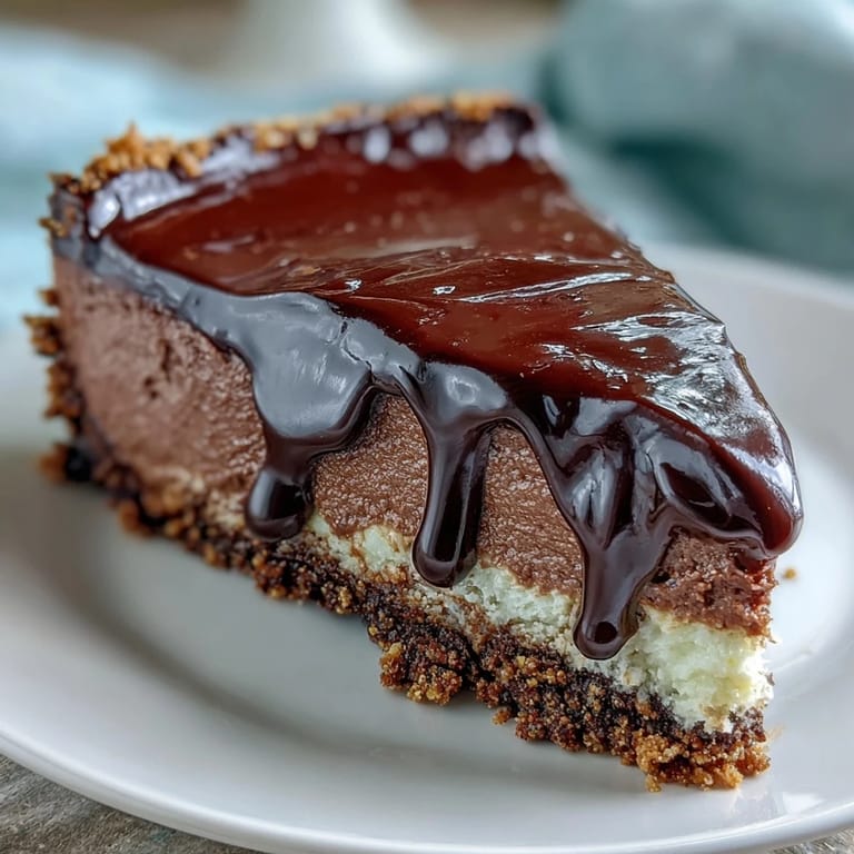 A whole Lighter Chocolate Cottage Cheese Cheesecake rests in a springform pan, ready to be sliced and served for a healthy dessert.