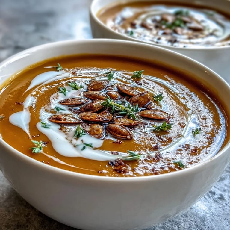 Roasted Butternut Squash Soup with rich texture, ready to enjoy alongside crusty bread for lunch.