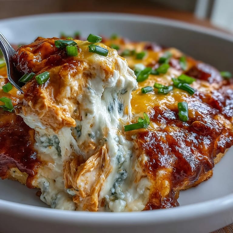 Homemade Buffalo Chicken Dip featuring tender chicken and blue cheese crumbles, bubbling in a dish. Perfect for game day parties alongside carrot sticks and crackers.