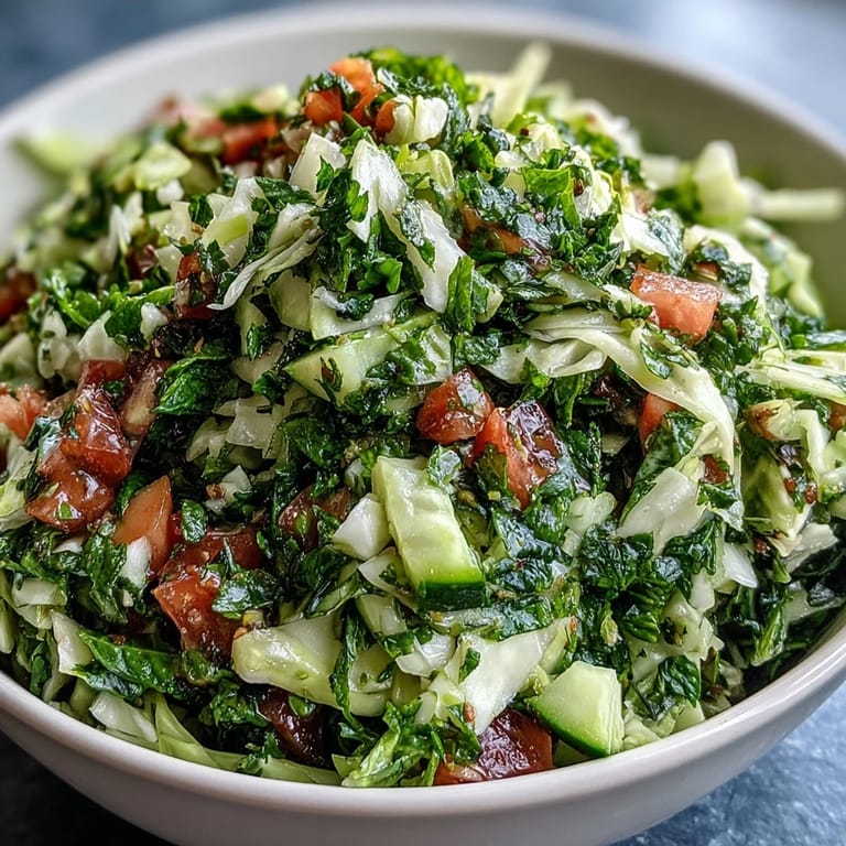 Zesty Lebanese Cabbage Salad tossed with green onions and lemony dressing, ready to eat as a light meal.