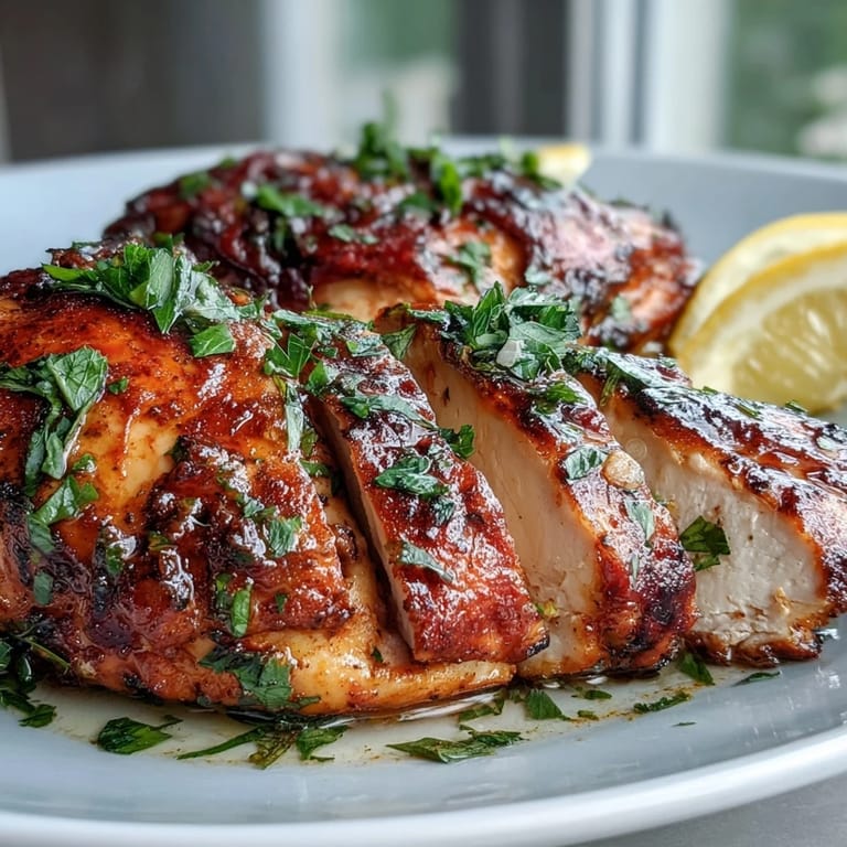 Savory oven baked chicken breast arranged on a parchment-lined baking sheet.