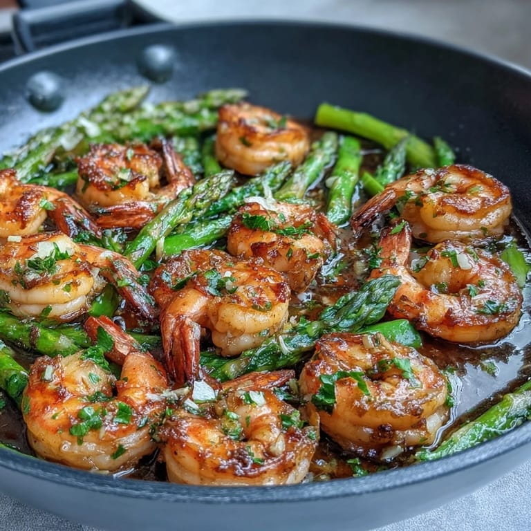 Healthy Easy One-Pan Lemon Garlic Shrimp and Asparagus roasted to perfection with bright lemon-garlic aroma.