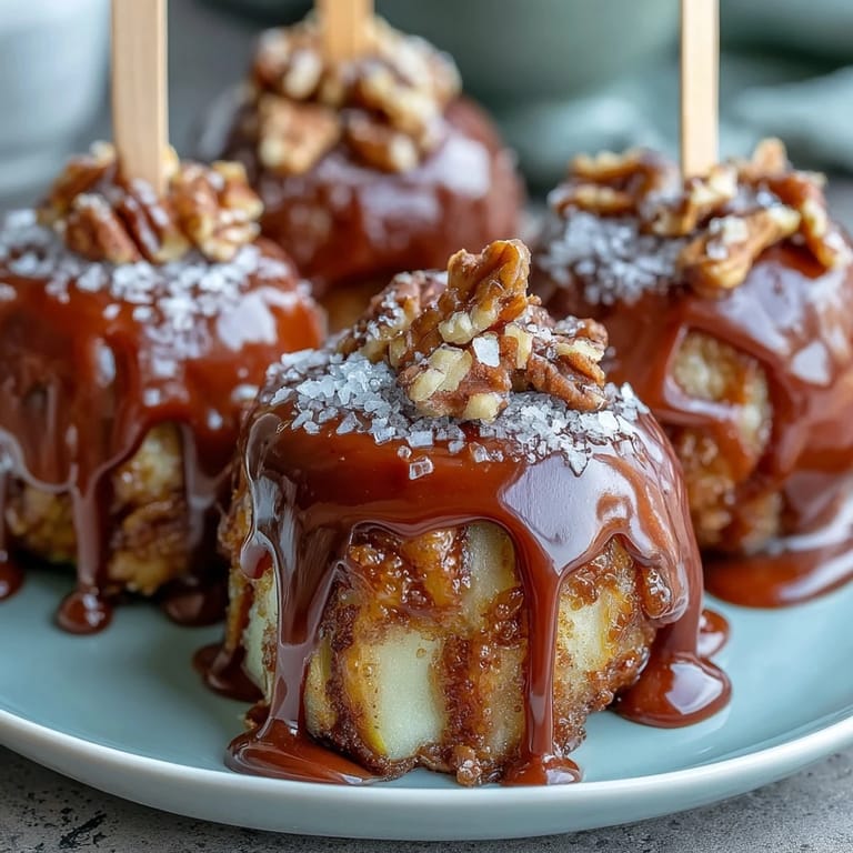 Bite-sized Candy Apple Slices with Caramel and Dark Chocolate, garnished with colorful sprinkles and a touch of sea salt.