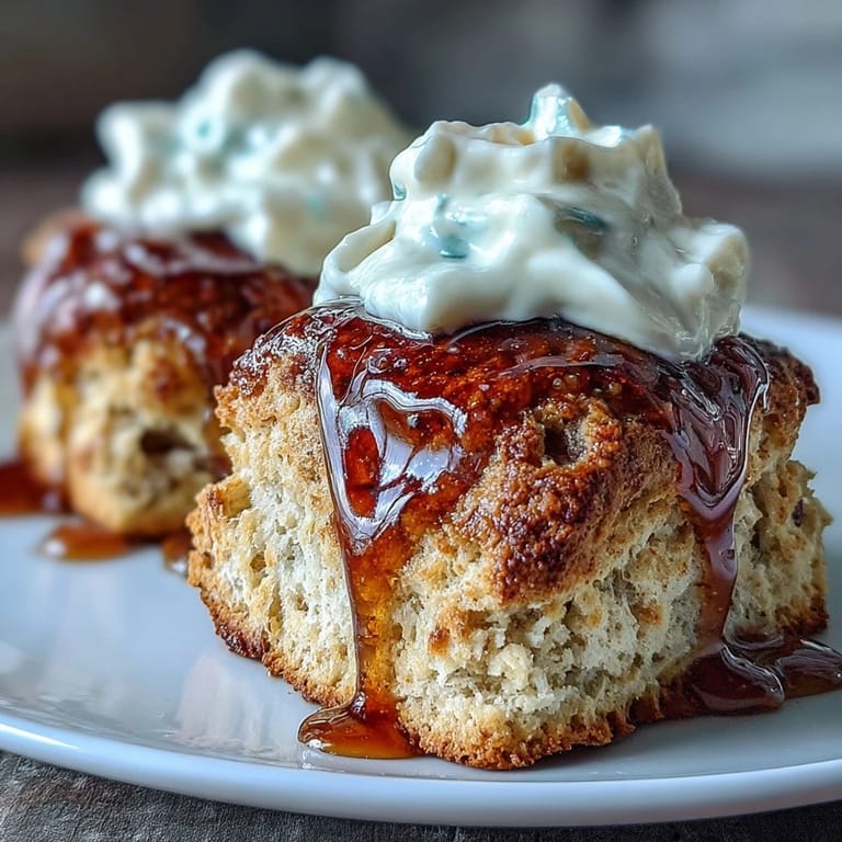 Warm, tender scones sweetened with dandelion honey, topped with rich clotted cream—a delightful pairing for a sunny spring brunch.
