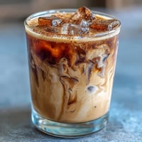 Iced brown sugar oat milk shaken espresso with frothy espresso, creamy oat milk, and warm cinnamon notes.