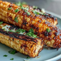 Grilled corn ribs glistening with chili lime butter, a perfect summer side.